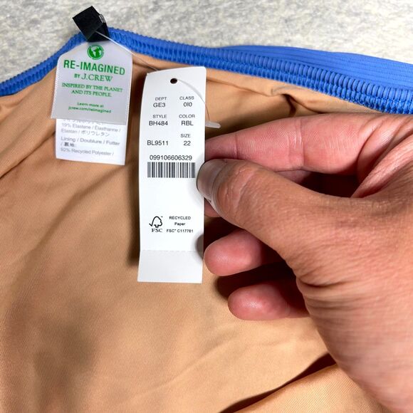 J.Crew Ribbed One Strap‎ One Piece in Blue Ladies Size 22 NEW - Picture 3 of 9